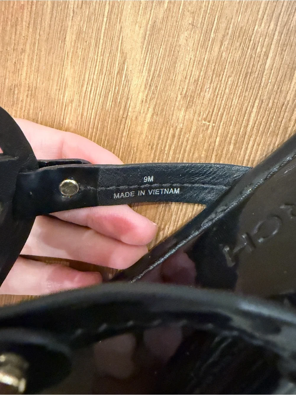 Tory Burch Black Patent Logo Thong Sandals with Gold Accents